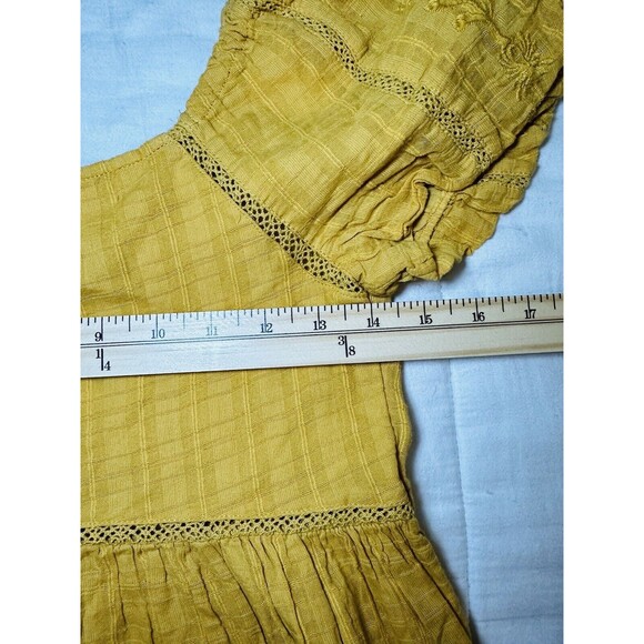 AMERICAN EAGLE AE Puff Sleeve Mustard Yellow Babydoll Mini Dress SIZE‎ XS NWT - Picture 11 of 13